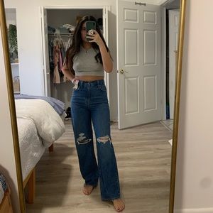 Levi’s high waisted straight ripped jeans